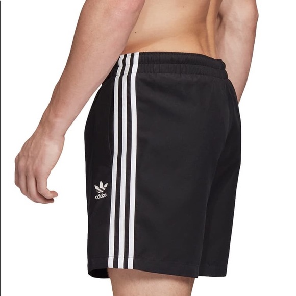 ADIDAS ORIGINALS 3-Stripes Swim Trunks Black - Picture 5 of 16